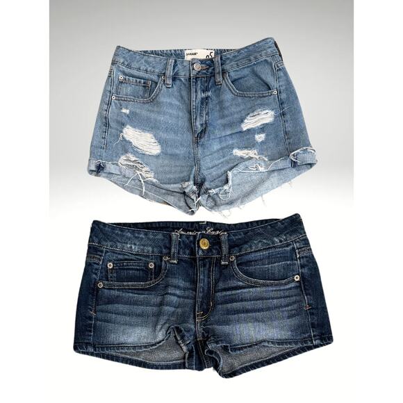2 pair Jean Shorts Bundle Abercrombie and Fitch and Garage Size 5-6  QUICK SHIP - Picture 1 of 4